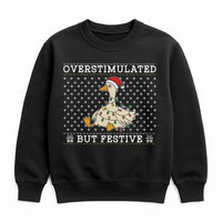 Humorous Christmas Goose Crewneck, Overstimulated but Festive Goose Sweatshirt, Ugly Holiday Goose Sweater, Silly Animal Xmas Pullover Shirt