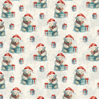 Santa Hat Bear Gift Wrap Roll, Polar Bear Christmas Wrapping Paper, Winter Holiday Wrapping Paper, Adorable Festive Animal Gift Wrapping Paper