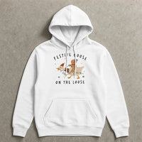 Humorous Christmas Goose Hooded Sweatshirt, Festive Goose on the Loose Hoodie, Retro Holiday Gingerbread Man Hoodie, Adorable Xmas Present for Her