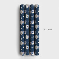 Snowy Puppy Holiday Christmas Gift Wrap, Maltese Winter Scarf Wrapping Paper, Adorable Fluffy Dog Wrapping Paper