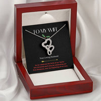 Interlocking Crystal Hearts Pendant, Double Heart Necklace, 14K White Gold Finish Heart Necklace, First Christmas Present for Wife from Husband