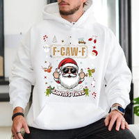 Rude Christmas Humor Sweatshirt, Humorous Santa Tired Hoodie, Sarcastic Santa Claus Pullover, Novelty Adult Holiday Hoodie, Xmas Gag Present