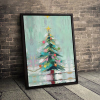 Modern Holiday Pine Canvas Wall Art, Abstract Christmas Tree Canvas, Festive Winter Botanical Canvas Print, Minimalist Xmas Home Decor Present