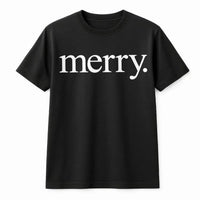 Minimalist Holiday Typography Shirt, Merry Christmas T-Shirt, Festive Christmas Graphic Tee, Winter Aesthetic Apparel, Holiday Present T-Shirt