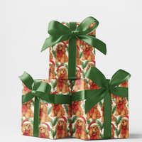 Santa Hat Dog Gift Wrap, American Cocker Spaniel Wrapping Paper, Cocker Spaniel Christmas Paper, Holiday Dog Lover Wrapping Paper Roll