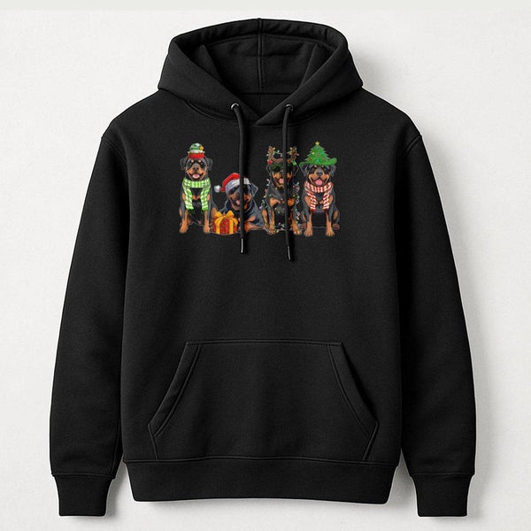Adorable Rottweiler Dog Hoodie, Rottweiler Christmas Hoodie, Holiday Rottie Sweatshirt, Xmas Dog Lover Pullover Hoodie, Rotti