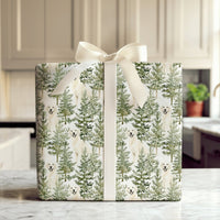 Watercolor Pine Forest Gift Wrap, Golden Retriever Wrapping Paper, Christmas Dog Wrapping Paper, Winter Holiday Gift Wrap, Dog Lover Present