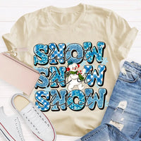 Snowflake Snowman Graphic Tee, Let It Snow Christmas T-Shirt, Adorable Winter Holiday Shirt, Festive Xmas Snowmen Tee, Winter Season Family Present