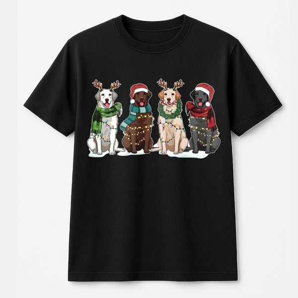 Reindeer Antlers Dog T-Shirt, Christmas Labrador T-Shirt, Holiday Lights Dog Shirt, Christmas Pet Graphic Tee, Dog Lover Pres