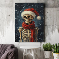 Santa Hat Gothic Wall Art, Christmas Skeleton Canvas Wall Art, Spooky Holiday Canvas Print, Dark Xmas Room Decor, Digital Download