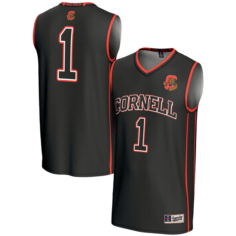 #1 Cornell Big Red Lightweight Basketball Jersey - Black