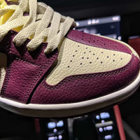 Mid Top Sneakers, Burgundy Khaki Colorway, Mismatched Colorway, Lace Up Design, Casual Gift for Sneaker Fans
