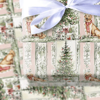 Watercolor Lab Dog Holiday Gift Wrap, Yellow Labrador Christmas Wrapping Paper, 90 GSM Fine Art Paper, Dog Lover Present Wrap