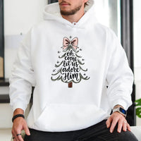 Christian Christmas Tree Hoodie, Oh Come Let Us Adore Him Hoodie, Religious Holiday Sweatshirt, Faith Based Xmas Pullover Hoodie Present