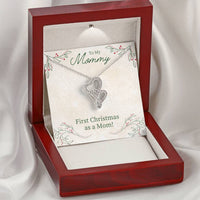 Double Heart Pendant, First Christmas as a Mom Necklace, Interlocking Heart Necklace, 14K White Gold Jewelry, Meaningful New Mother Present