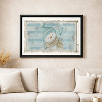 Winter Snowflake Canvas Print, Vintage Snowman Canvas Art, Retro Christmas Wall Art Canvas, Whimsical Snowman Canvas, Winter Holiday Decor