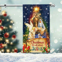 Its All About Jesus Holy Family Yard Flag, Christmas Nativity Garden Flag, Double-Sided Christian Holiday Lawn Flag, Faith Porch Decor