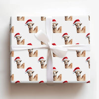 Watercolor Santa Hat Animal Gift Wrap, Christmas Camel Wrapping Paper, Whimsical Holiday Present Wrapping Paper, Winter Gift Wrap Roll