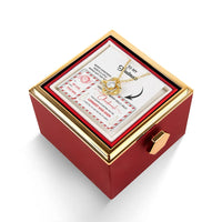 CZ Crystal Love Knot Necklace, Soulmate Love Knot Necklace, Gold Knot Pendant Necklace, Rotating Rose Box, Christmas Present from Husband