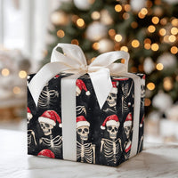 Santa Hat Gothic Gift Wrap, Spooky Skeleton Christmas Wrapping Paper, Creepy Holiday Season Wrapping Paper, Alternative Xmas Gift Wrap Roll