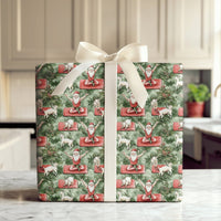 Whimsical Goat Christmas Gift Wrap, Yoga Santa Wrapping Paper, Humorous Holiday Present Wrap, Adorable Xmas Yogi Packaging Paper