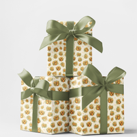 Elegant Holiday Gift Wrap, Gold Ornament Christmas Wrapping Paper, Gold Christmas Wrapping Paper, Xmas Present Wrap, Luxury Gift Wrap Roll