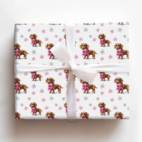 Pink Scarf Dog Holiday Gift Wrap, Dachshund Christmas Wrapping Paper, Watercolor Wiener Dog Wrapping Paper, Winter Pet Gift Wrap Roll