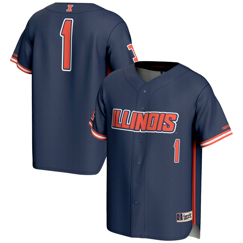 #1 Illinois Fighting Illini Lightweight Baseball Jersey - Navy