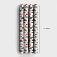 Equestrian Santa Hat Gift Wrap, Christmas Horse Wrapping Paper, Watercolor Horse Wrapping Paper Roll, Winter Animal Holiday Gift Wrap