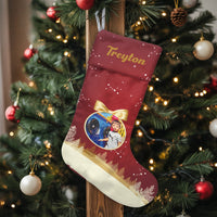 Custom Picture Christmas Stocking, Personalized Photo Christmas Stocking, Name Velboa Holiday Stocking, Custom Family Xmas Mantle Stocking