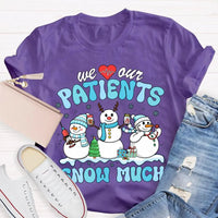 School Nurse Christmas Shirt, Snow Much Love for Our Patients T-Shirt, Adorable Snowman Nurse Holiday Tee, Pediatric Medical Staff Xmas Tee