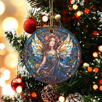 Fantasy Fairy Ceramic Ornament, Stained Glass Fairy Christmas Ornament, Stained Glass Fairy Decor, Magical Tree Ornament, Fairy Art Present