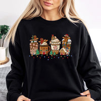 Festive Hot Cocoa Crewneck, Christmas Gingerbread Coffee Sweatshirt, Adorable Winter Holiday Pullover, Comfy Gingerbread Cafe Graphic Sweatshirt