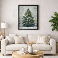 Impasto Oil Painting Canvas Print, Christmas Tree Canvas Wall Art, Winter Holiday Wall Decor, Festive Christmas Canvas, Holiday Season Present