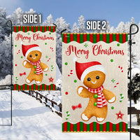 Double Sided Holiday Yard Flag, Gingerbread Man Christmas Garden Flag, Adorable Winter Cookie Flag, Festive Seasonal Outdoor Lawn House Decor
