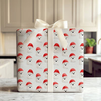 Spooky Santa Hat Gift Wrap, Christmas Ghost Wrapping Paper, Adorable Watercolor Ghost Holiday Wrapping Paper, Whimsical Winter Season Gift Wrap