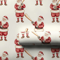 Baseball Christmas Gift Wrap, Santa Claus Baseball Wrapping Paper, Sports Holiday Gift Wrap, Baseball Xmas Wrapping Paper, Sports Fan Wrap