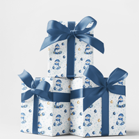 Blue Winter Holiday Gift Wrap, Snowman Christmas Wrapping Paper, Adorable Snowman Wrapping Paper, Festive Xmas Gift Wrap, Holiday Present Paper