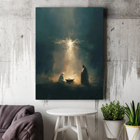 Jesus Birth Mary Joseph Canvas, Nativity Scene Canvas Wall Art, Holy Family Painting Canvas Print, Religious Christmas Wall Art, Faith Present