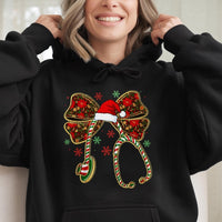 Candy Cane Stethoscope Bow Sweatshirt, Christmas Nurse Hoodie, Holiday RN Nursing Pullover, Festive Nursing Student Hooded Sweater
