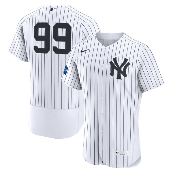 New York Yankees Aaron Judge White Home Authentic Sponsor Patch Jersey