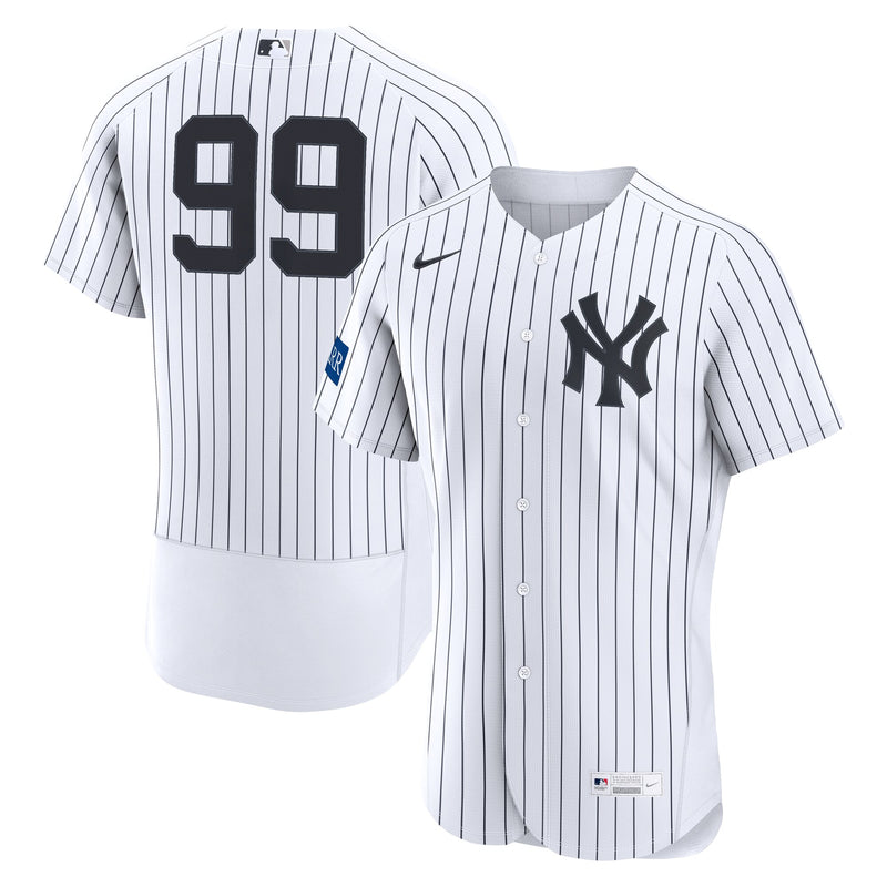 New York Yankees Aaron Judge White Home Authentic Sponsor Patch Jersey