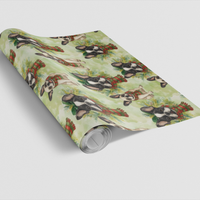 Scarf and Spruce Frenchie Wrapping Paper, French Bulldog Christmas Wrapping Paper, Festive Puppy Wreath Holiday Wrapping Paper
