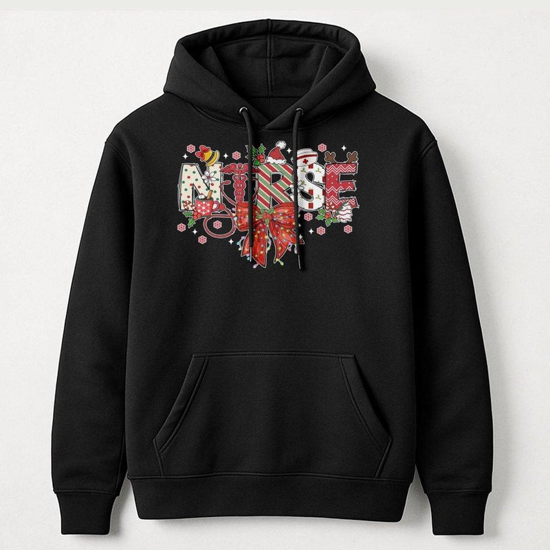 Festive Holiday Medical Graphic Sweatshirt, Christmas Nurse Hoodie, Healthcare Worker Pullover, Adorable RN LPN Hooded Sweater, Nursing Present