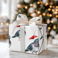 Humorous Holiday Bird Gift Wrap, Santa Pigeon Christmas Wrapping Paper, Quirky Urban Animal Wrapping Paper, Novelty Xmas Gift Wrap Roll