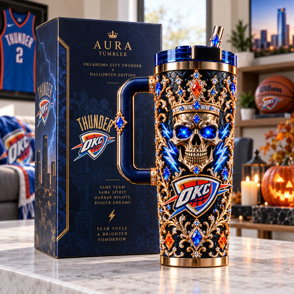 Crowned in Blue - OKC Halloween Jewel Skull Tumbler - main