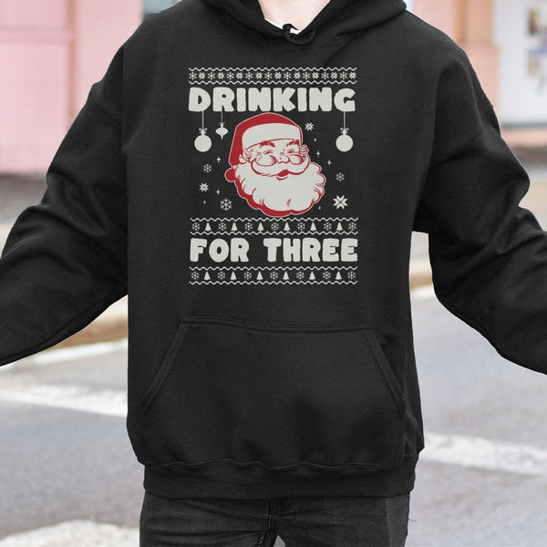 Humorous Santa Twins Pregnancy Announcement Sweatshirt, Drinking for Three Christmas Hoodie, Expectant Mom Maternity Pullover