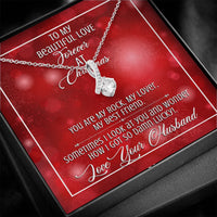 Cubic Zirconia Ribbon Necklace, Ribbon Pendant Necklace for Wife, 14k White Gold Over Steel Necklace, Romantic Christmas Holiday Present