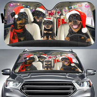Humorous Holiday Dog Sun Shade, Christmas Rottweiler Car Sunshade, Xmas Dog Windshield Cover, Auto Heat Protector, Christmas Dog Lover Present