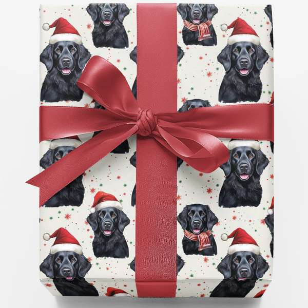 Santa Paws Dog Gift Wrap, Black Labrador Christmas Wrapping Paper, Black Lab Holiday Wrapping Paper, Festive Dog Lover Gift W